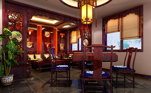 潢川古典中式风格茶楼包间设计装修效果图